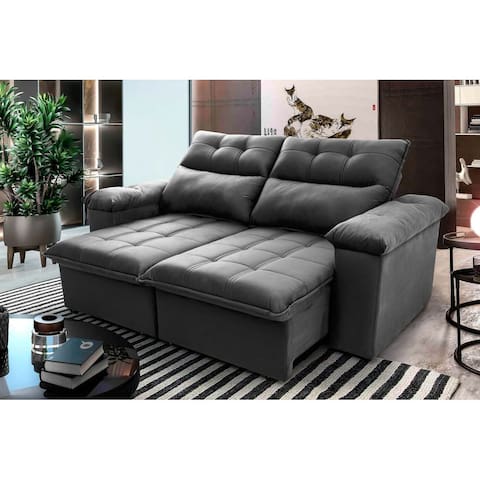 Sofá Retrátil Reclinável Verona 1,80m Suede Velut Cinza c/ Molas no Assento - King House