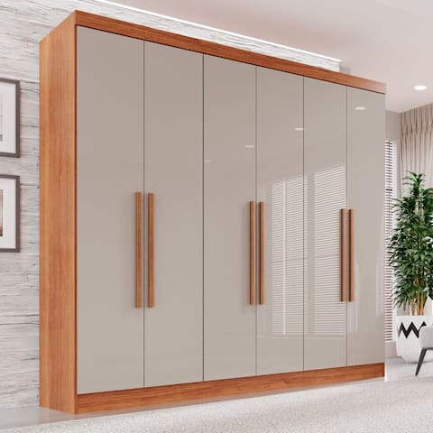 Guarda-Roupa Casal 6 Portas 2 Gavetas França Cinamomo/Off-White