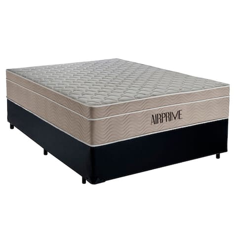 Cama Box Casal Sintético Cremil + Colchão Molas Ensacadas AirPrime 138x188x65cm