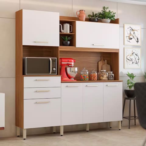 Armário de Cozinha Compacta Demóbile Savoy com 6 Portas, 2 Gavetas e 2 Prateleiras - 178cm de largura