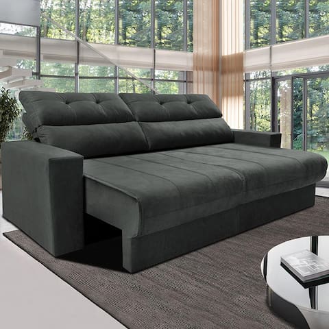 Sofá 3 lugares Cama inBox Clean com Assento Retrátil, Encosto Reclinável em Tecido Velusoft e 170cm de Largura