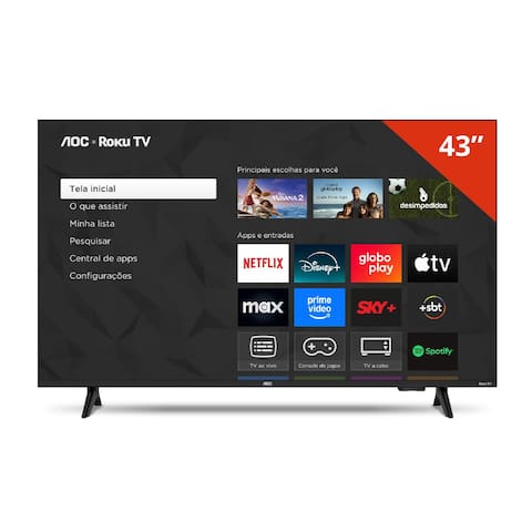 Smart TV 43” AOC 43S5155/78G Full HD LED Wi-Fi Roku TV Dolby Audio