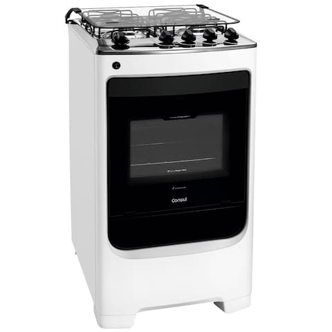 Fogão Consul 4 Bocas CFO4NAB com Mesa de Inox, Acendimento Automático e Design Frente Única Bivolt - Branco
